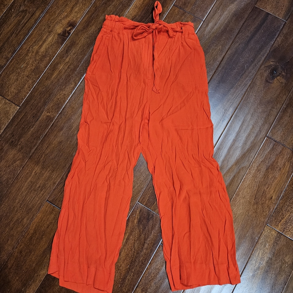 Red H&M pants with tie belt